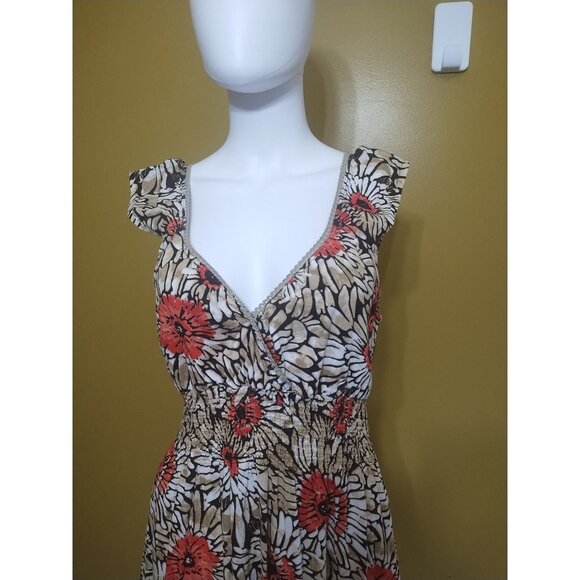 VTG Y2K Speed Control Cap Slv Floral Cotton Fit & Flare Dress XL Boho Cottage - Picture 2 of 7